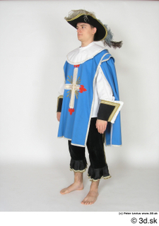  Photos Historical Musketeer in cloth armor 1 16th century Blue suit Historical clothing Medieval Musketeer a poses whole body 0002.jpg